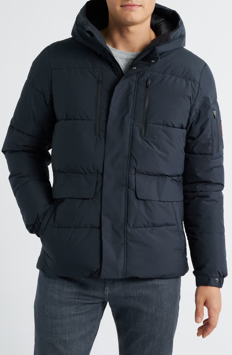 Save The Duck Alter Waterproof Hooded Puffer Jacket, Alternate, color, Blue Black