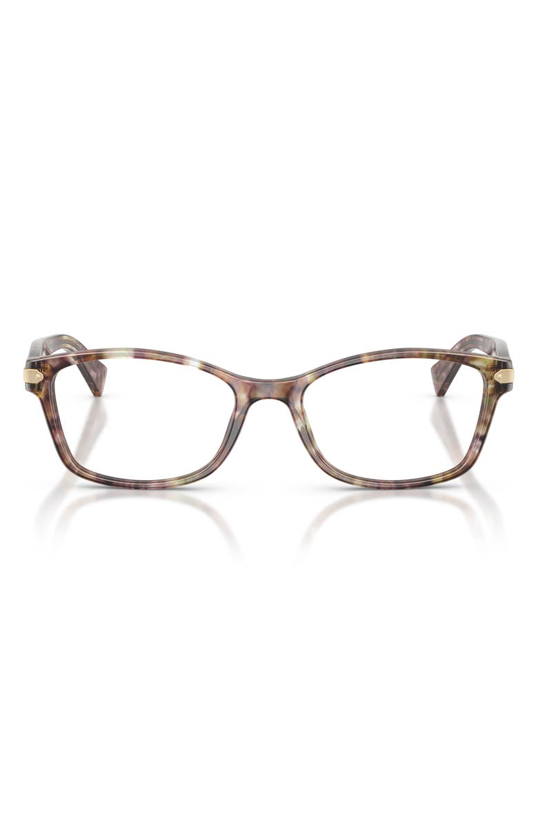 COACH 53mm Rectangular Optical Glasses, Main, color, Brown Confetti / Demo Lens