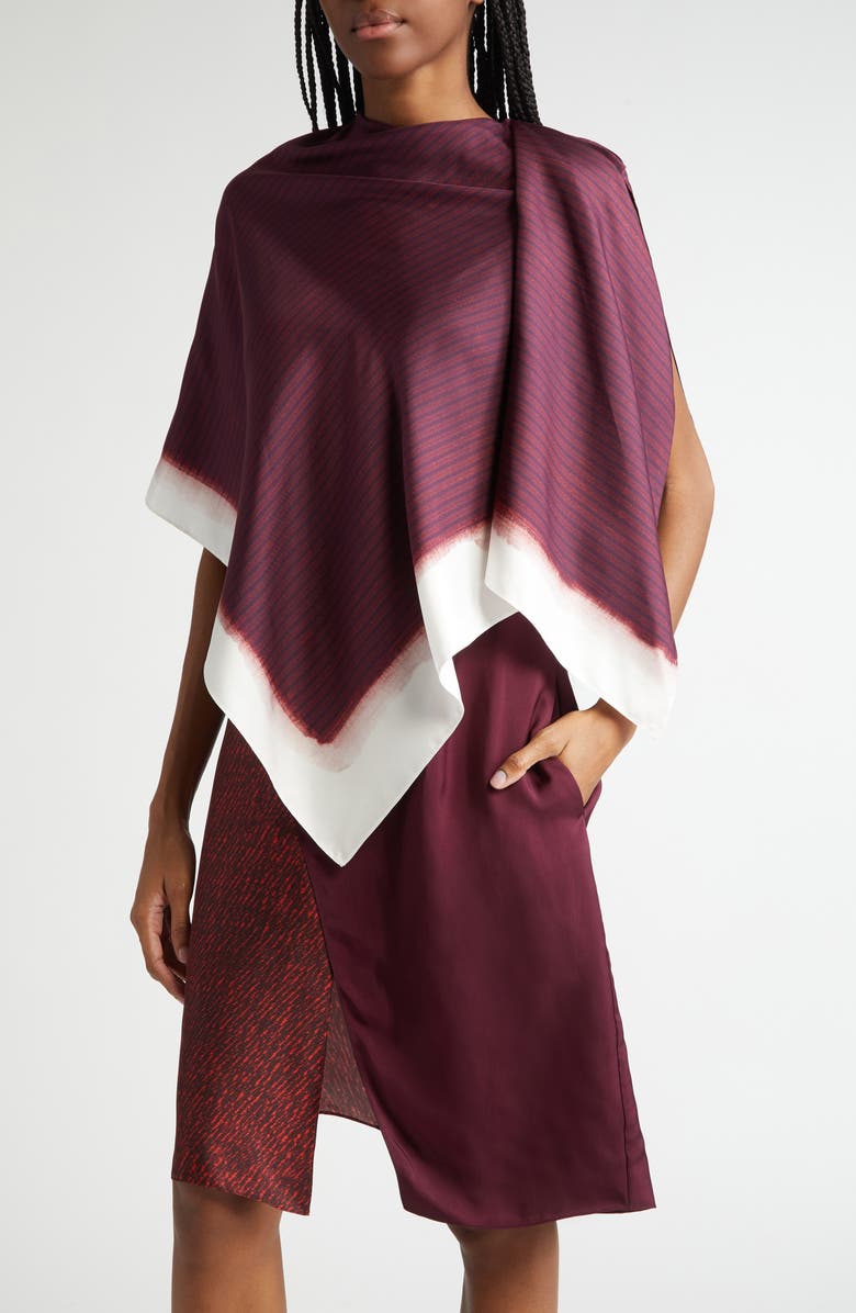 FERRAGAMO Cape Detail Sleeveless Silk Dress, Alternate, color,