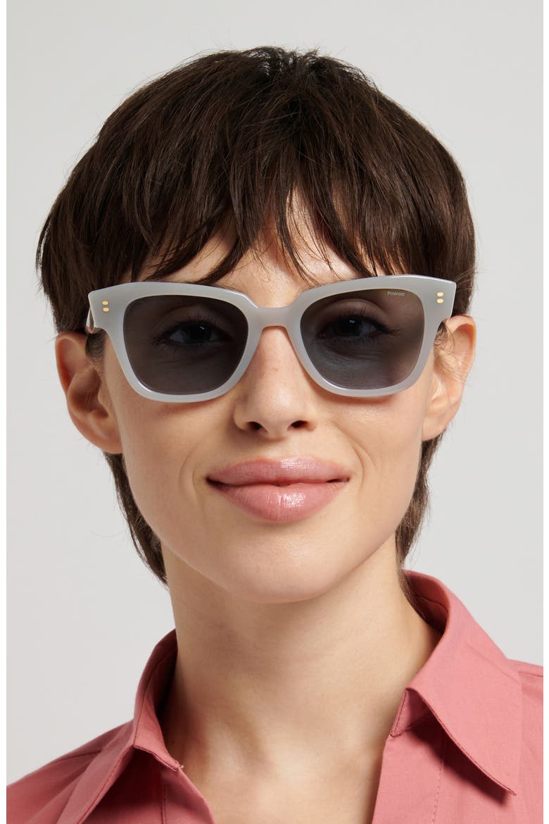51mm Polarized Cat Eye Sunglasses, Alternate, color, WHITE/ BLUE PZ
