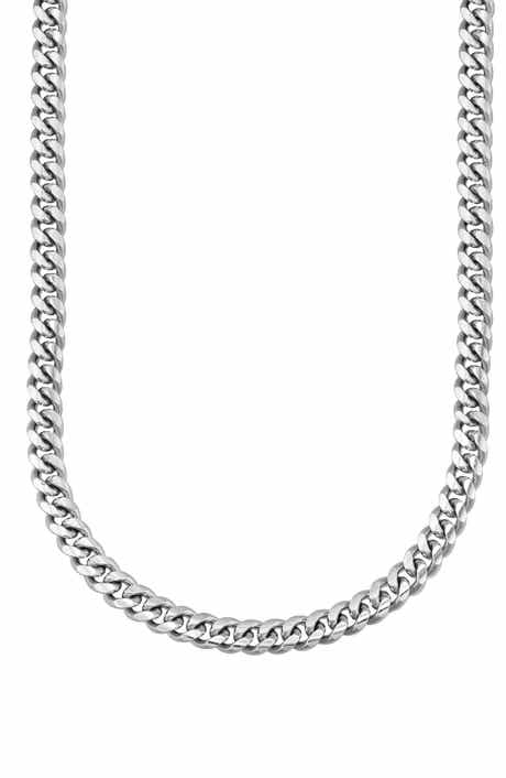 CANDELA JEWELRY Men's Sterling Silver Curb Chain Necklace