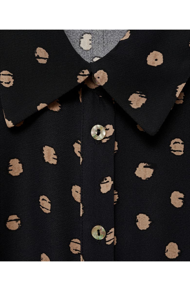 MANGO Polka Dot Long Sleeve Shirtdress, Alternate, color, 