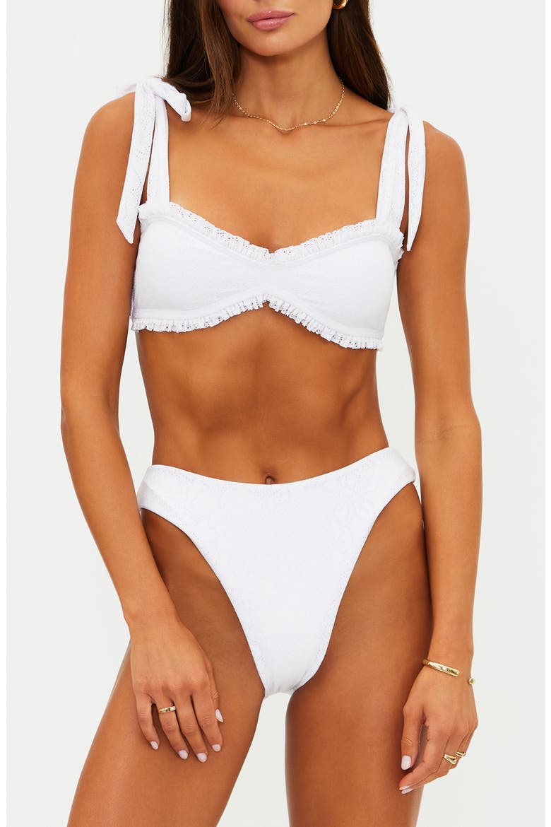 Taryn Ruffle Eyelet Bikini Top, Alternate, color, WHITE