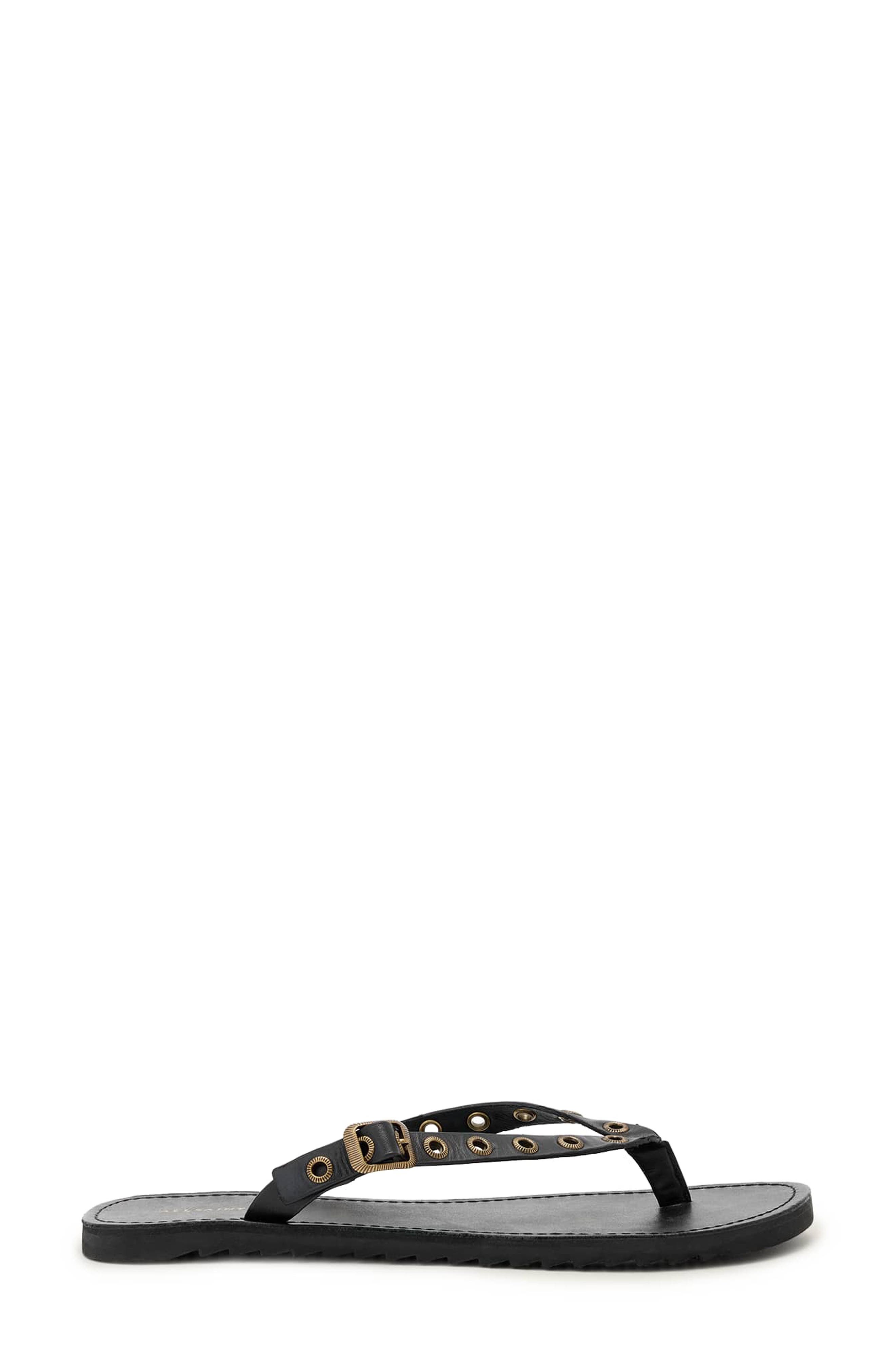 AllSaints Sydney Eyelet Flip Flop, Alternate, color, Black