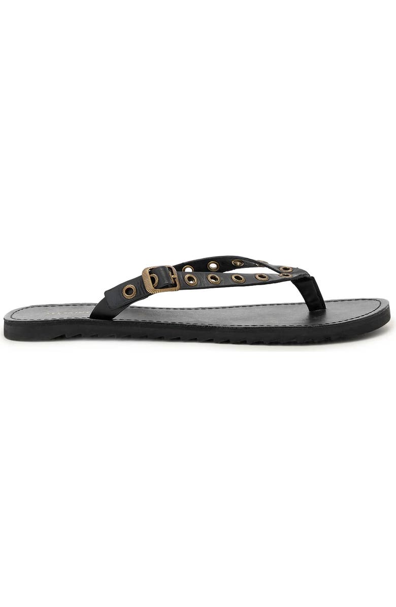 AllSaints Sydney Eyelet Flip Flop, Alternate, color, Black