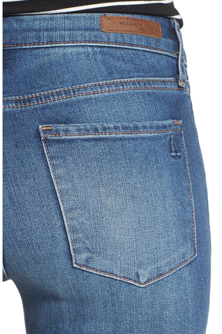 'Sarah' Distressed Raw Hem Skinny Jeans, Alternate, color, RODEO