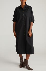 Universal Standard Odeon Long Sleeve Stretch Poplin Midi Shirtdress
