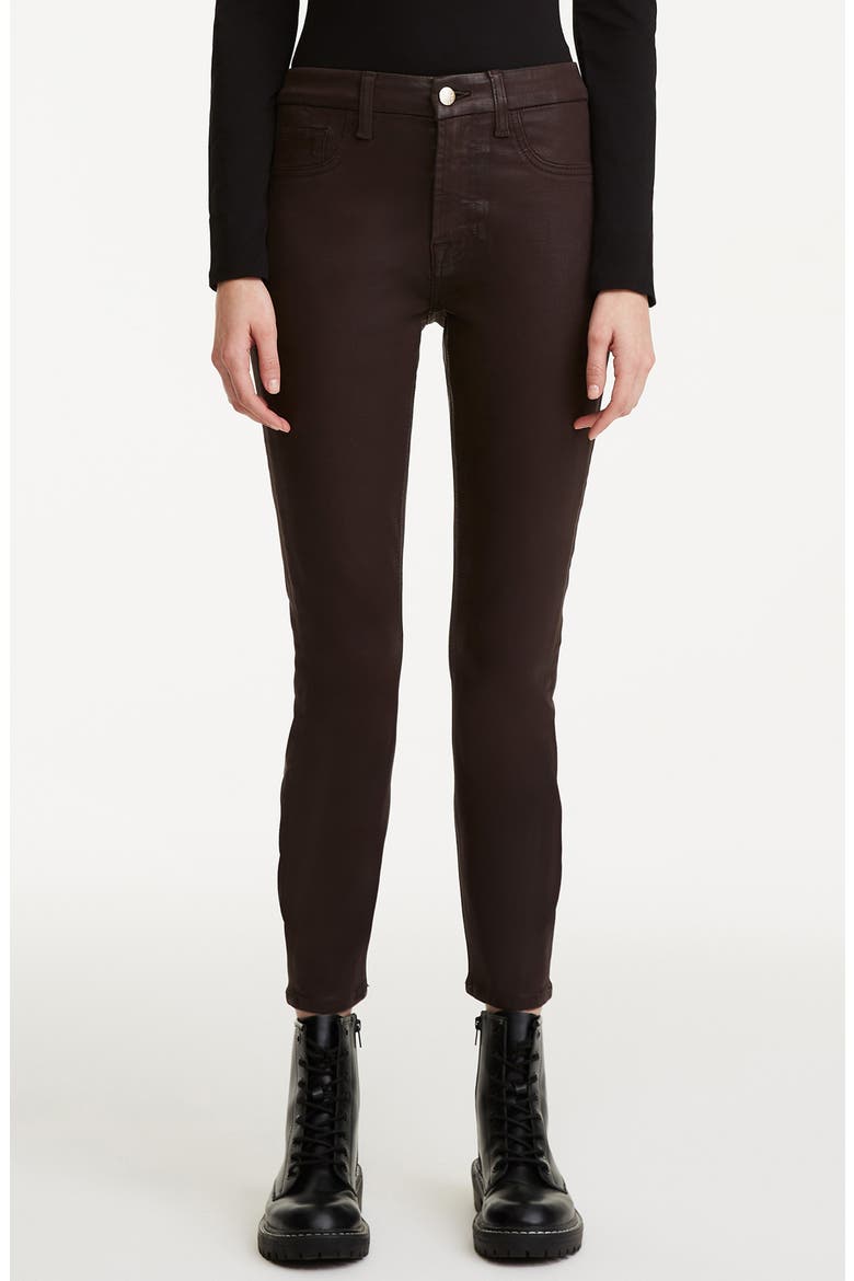 Coated Ankle Skinny Jeans, Alternate, color, CHOCOLATE