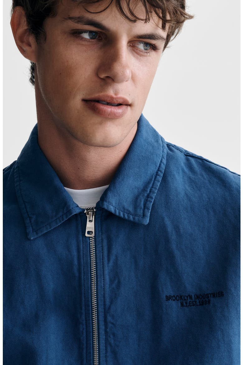 Garment Dyed Cotton & Linen Zip Overshirt, Alternate, color, NAVY PEONY