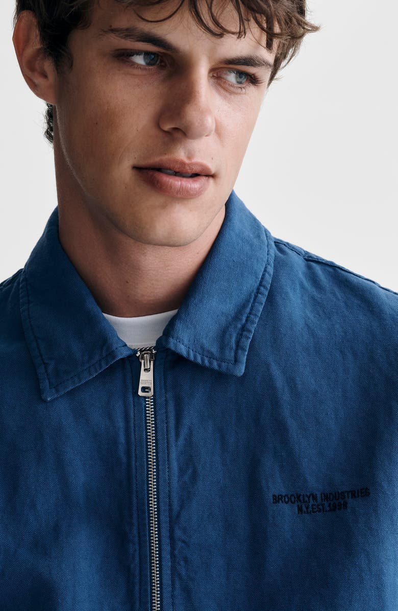 Brooklyn Industries Garment Dyed Cotton & Linen Zip Overshirt, Alternate, color, Navy Peony