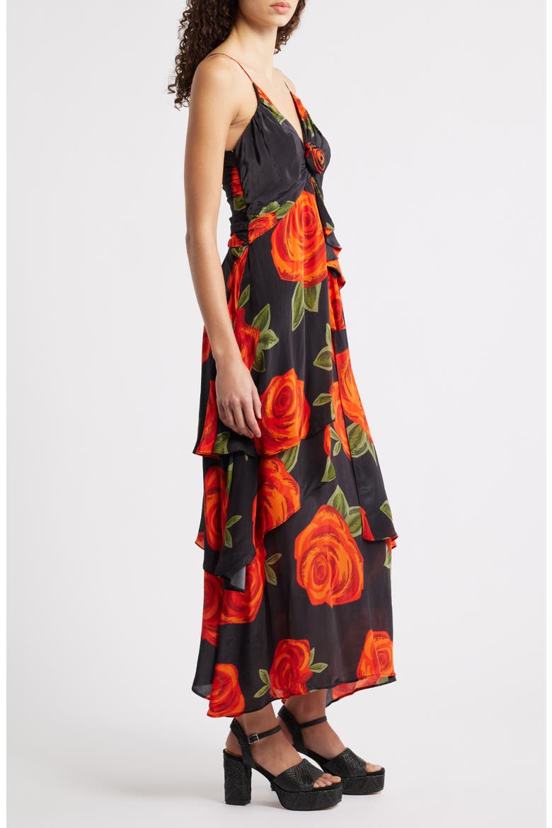 Latin Roses Floral Dress, Alternate, color, LATIN ROSES BLACK