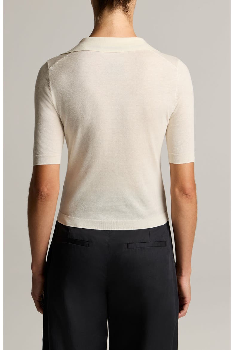 Tipped Cotton & Cashmere Polo, Alternate, color, OFF WHITE/ INK