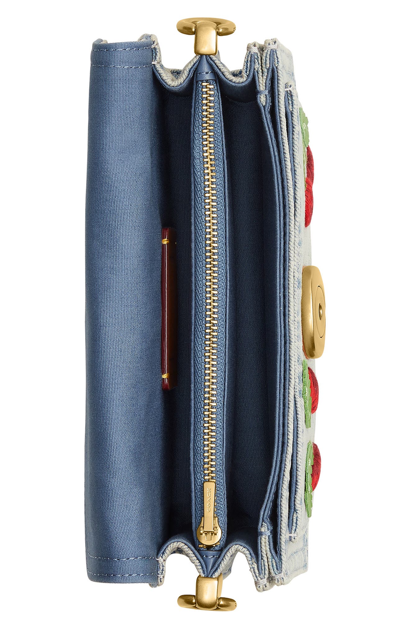 COACH Tabby 20 Cherry Embroidered Denim Shoulder Bag, Alternate, color, Denim Multi