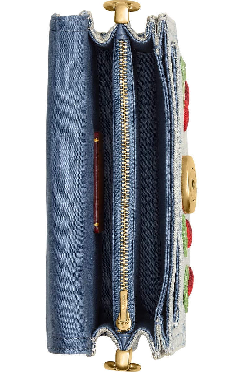 COACH Tabby 20 Cherry Embroidered Denim Shoulder Bag, Alternate, color, Denim Multi