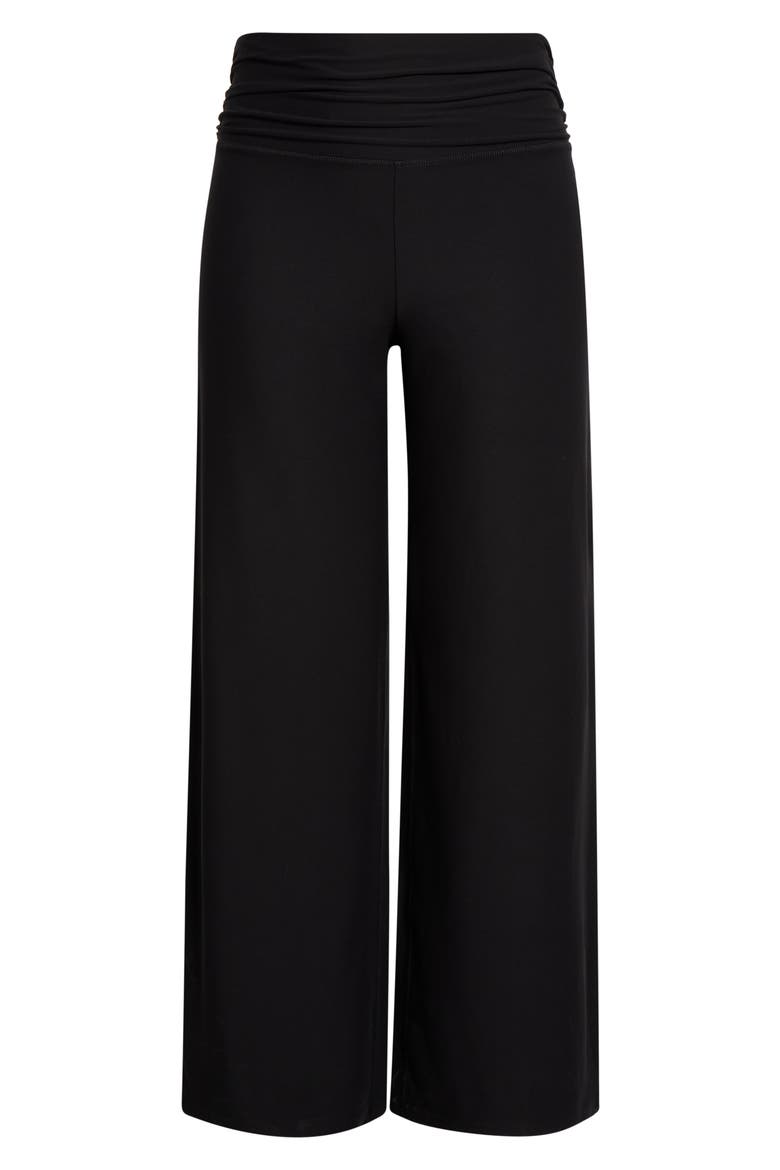 Ruched Wide Leg Pants, Alternate, color, VERY BLACK
