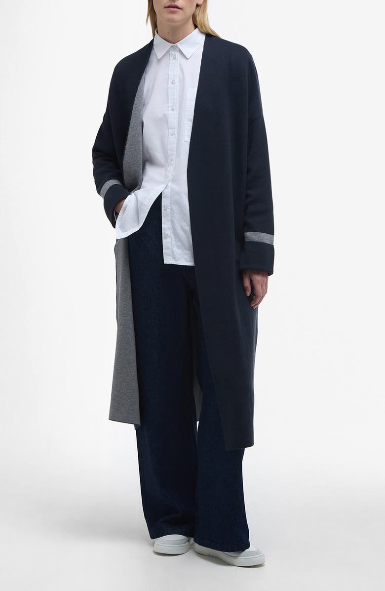 Barbour Coretta Double Face Cotton Cardigan, Main, color, Navy/ Grey Marl