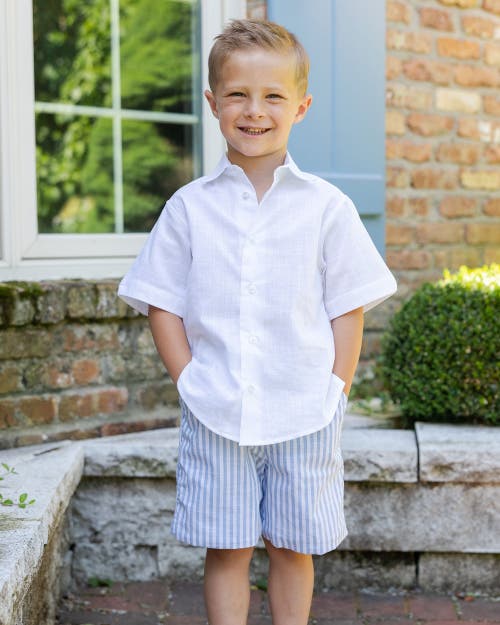Florence Eiseman Stripe Linen Look Short In Blue