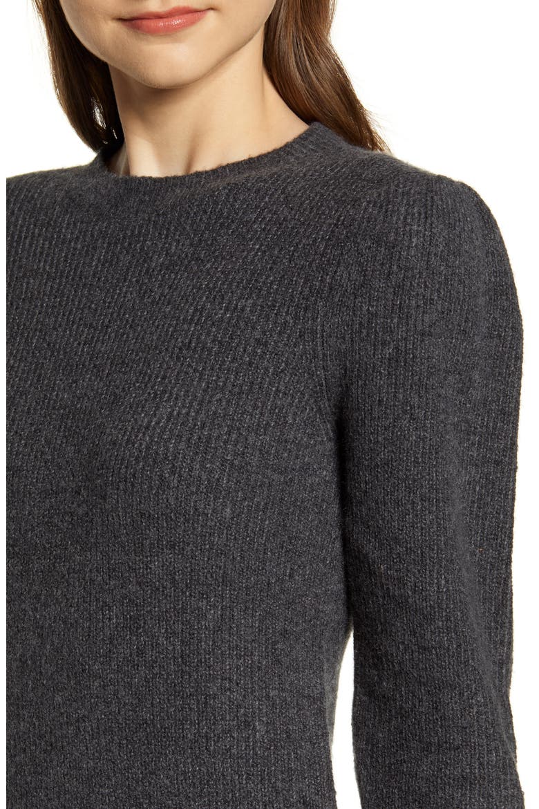 Puff Sleeve Sweater, Alternate, color, GREY DARK CHARCOAL HEATHER