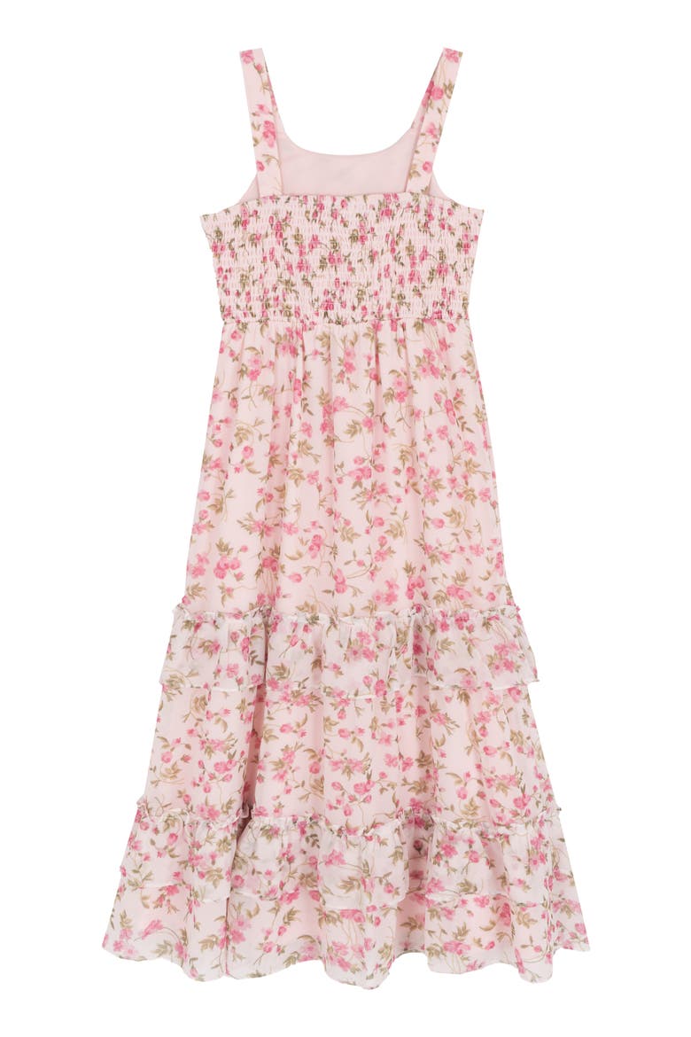 Kids' Floral Print Sleeveless Chiffon Tiered Dress, Alternate, color, IVORY