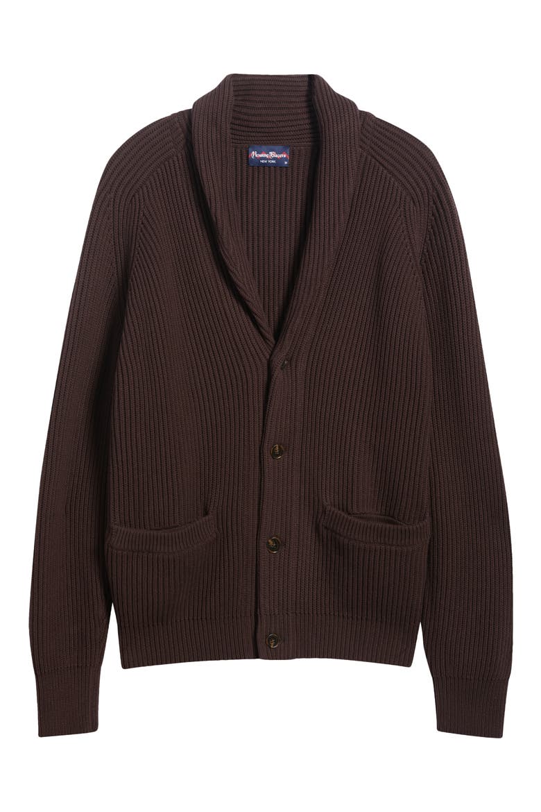 Cotton Fisherman Shawl Cardigan, Main, color, BROWN