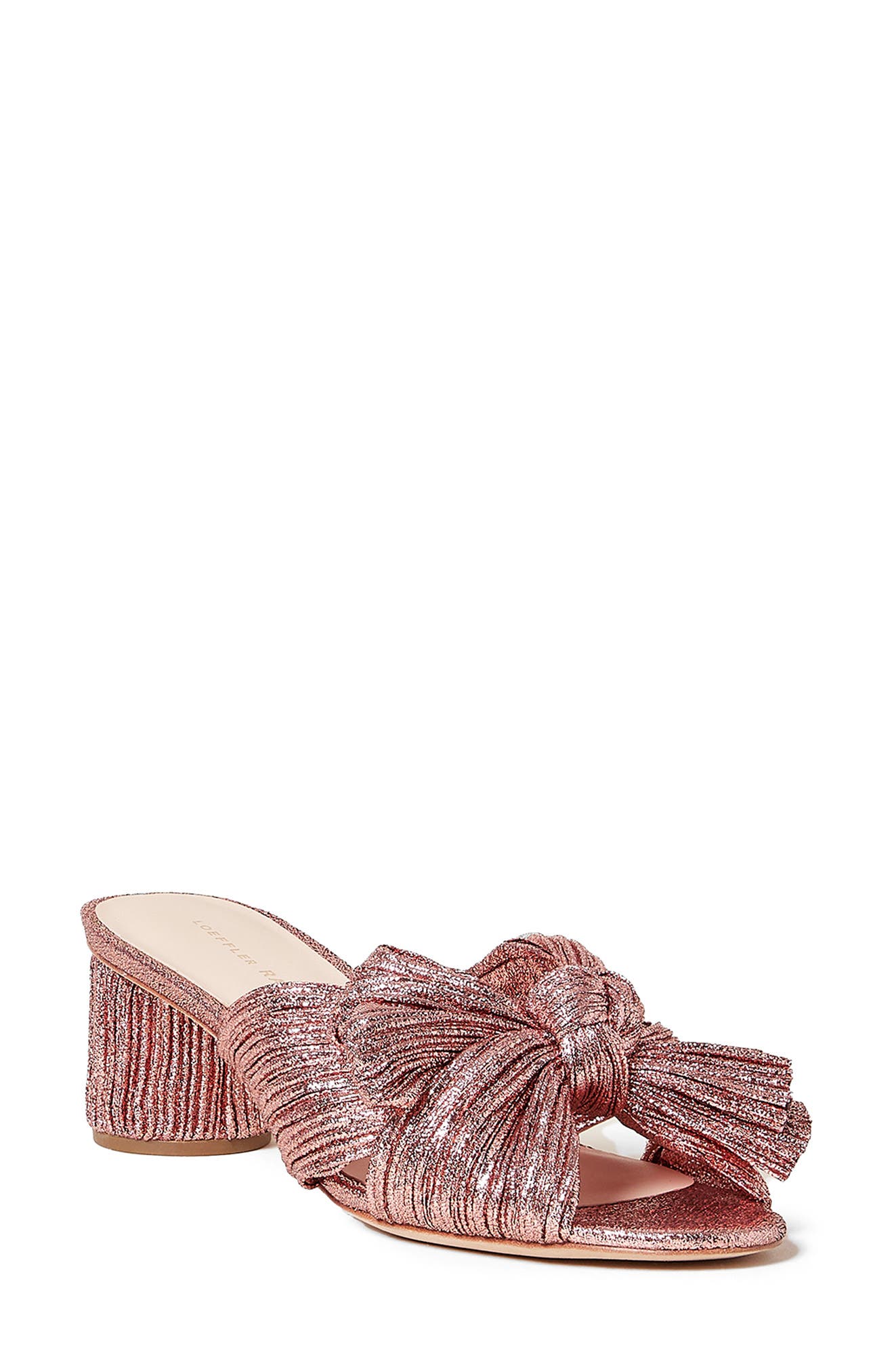 Loeffler Randall Emilia Rose Knotted Bow Sandal, Main, color, Metallic Rose