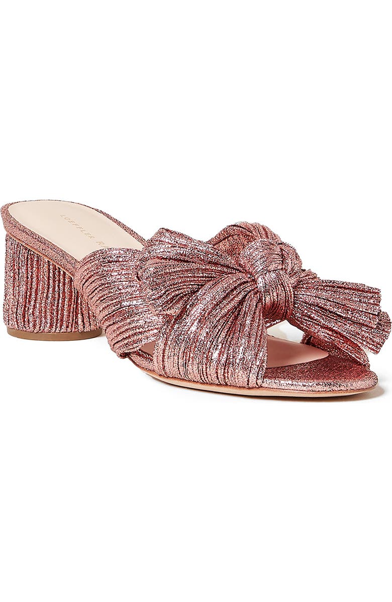 Loeffler Randall Emilia Rose Knotted Bow Sandal, Main, color, Metallic Rose