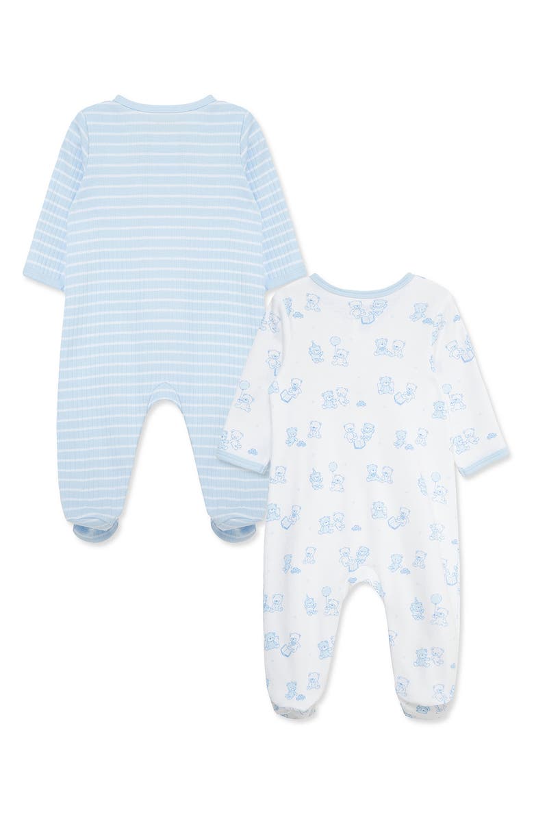 Little Me Bears Assorted 2-Pack Organic Cotton Footies, Alternate, color, Blue