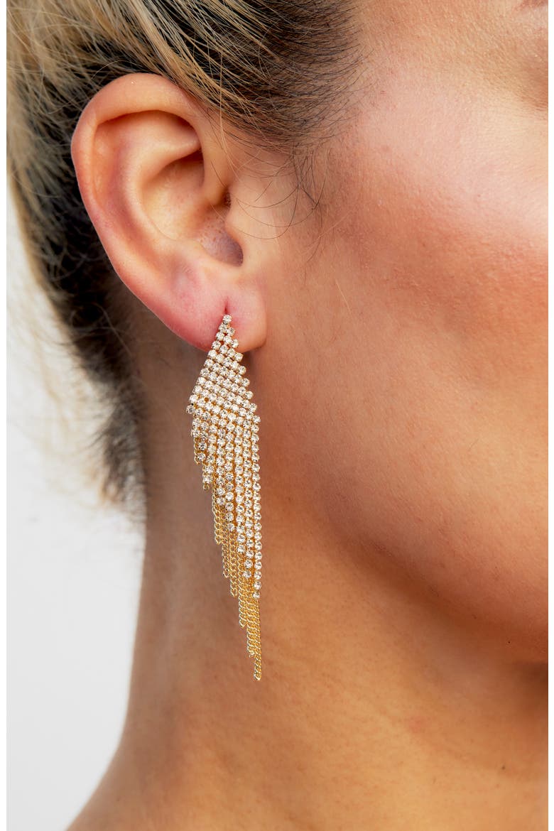Pavé Cubic Zirconia Dangle Earrings, Alternate, color, YELLOW