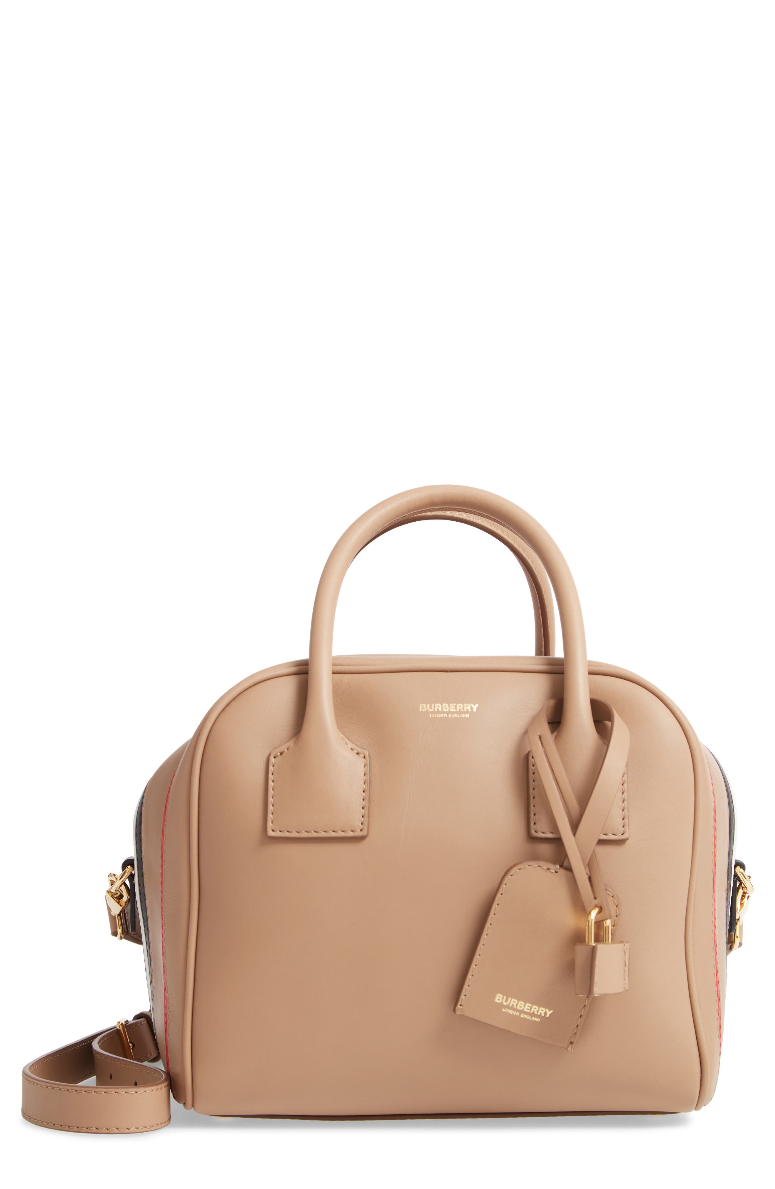 Burberry Small Leather Cube Bag, Main, color, 