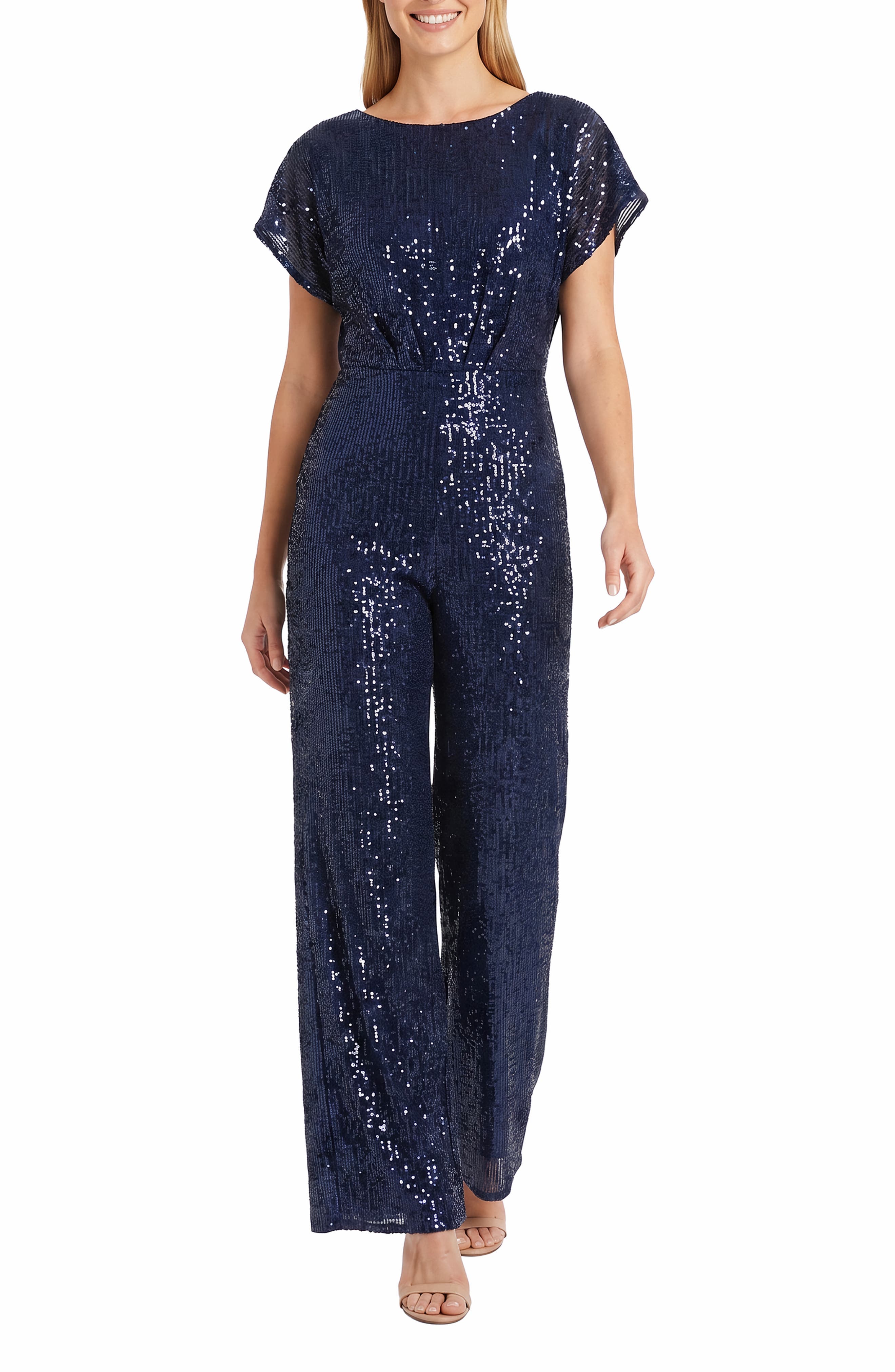 Sequined Cap Sleeve Jumpsuit