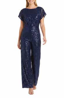 Sequined Cap Sleeve Jumpsuit