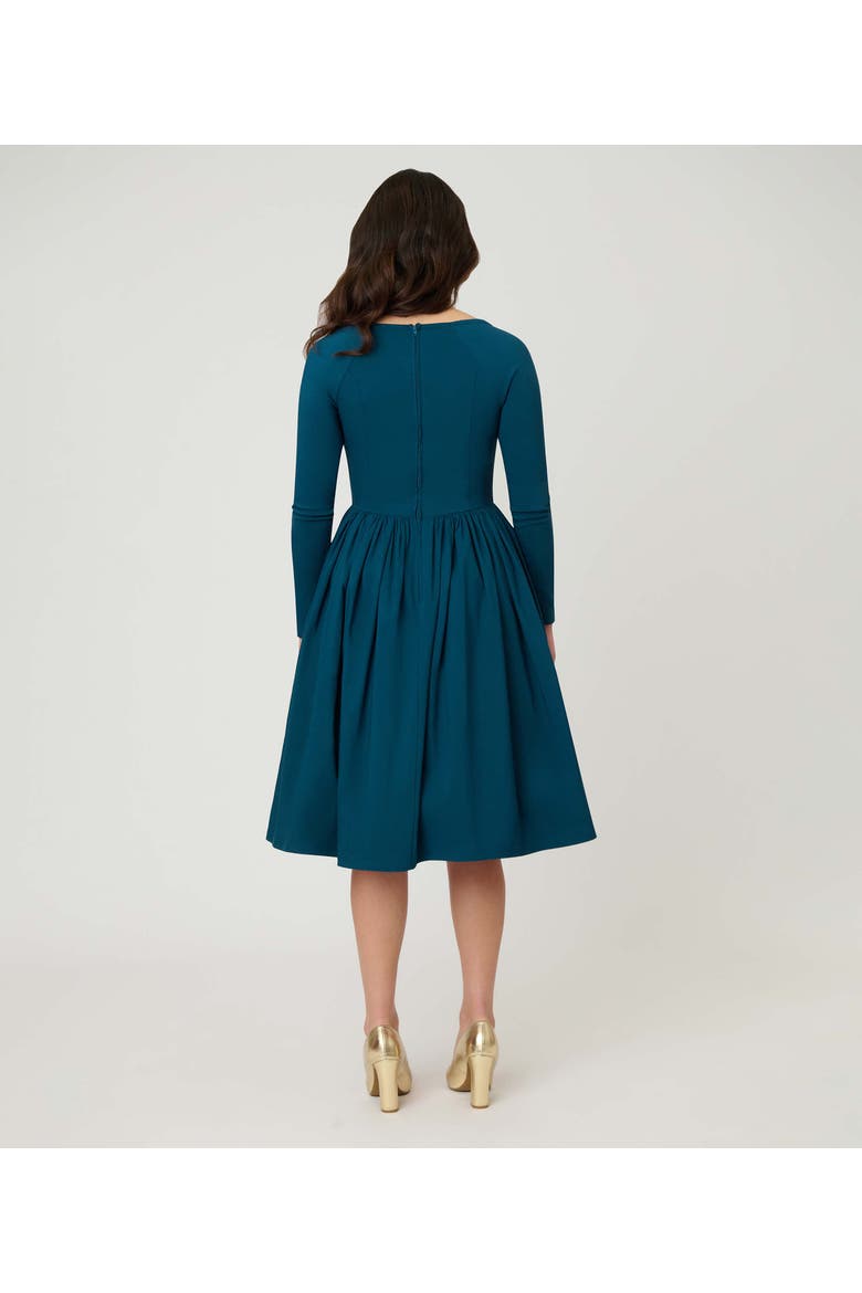 Sweetheart Long Sleeve Swing Dress, Alternate, color, Green Solid