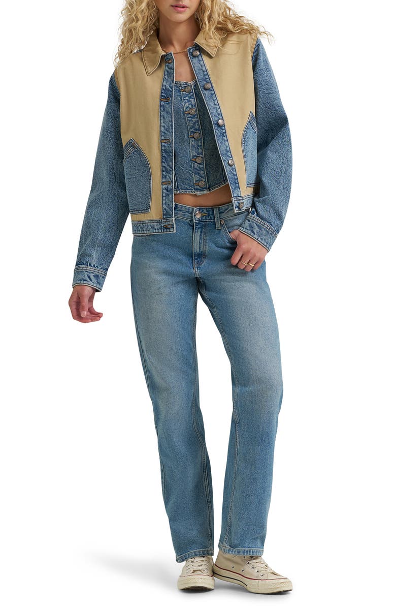 Lee Mixed Media Denim Jacket, Alternate, color, Aerial View