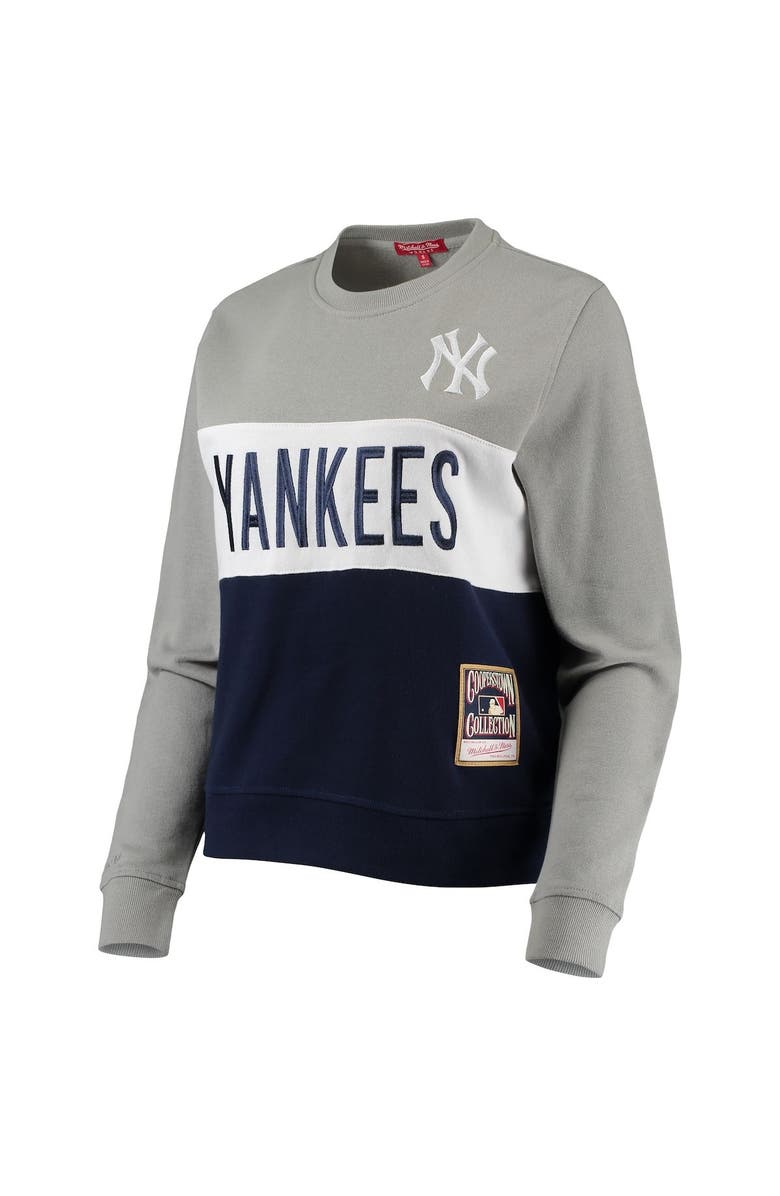 Mitchell & Ness Women's Mitchell & Ness Navy New York Yankees Color Block 2.0 Pullover Sweatshirt, Alternate, color, 
