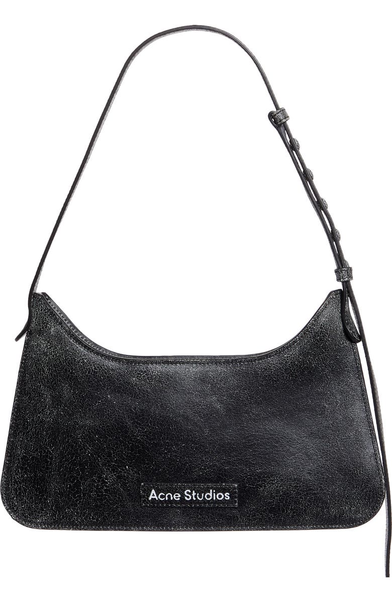Acne Studios Mini Platt Crackle Leather Shoulder Bag, Main, color, Black
