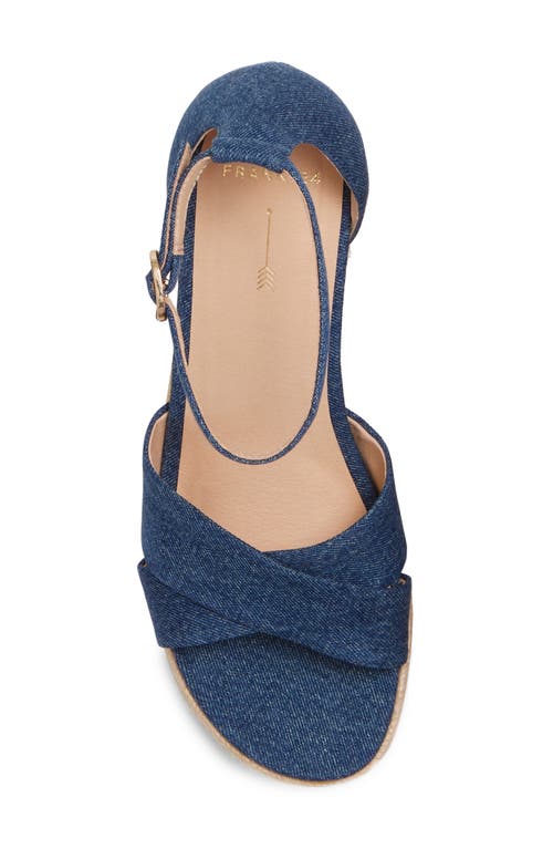 Frankie4 Baker Ankle Strap Espadrille Platform Wedge Sandal In Denim Canvas