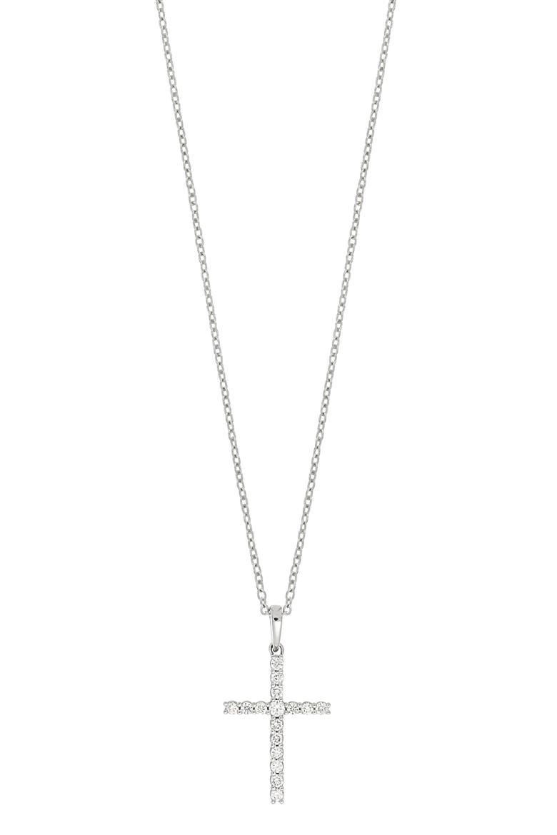 Diamond Cross Pendant Necklace (Nordstrom Exclusive), Main, color, 18KW