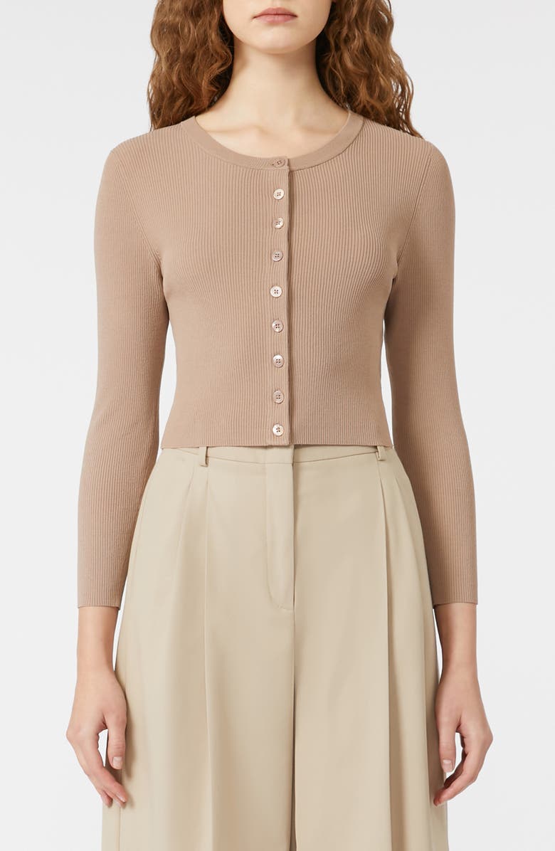 Weekend Max Mara Magiaro Rib Cardigan, Main, color, Marron Glace