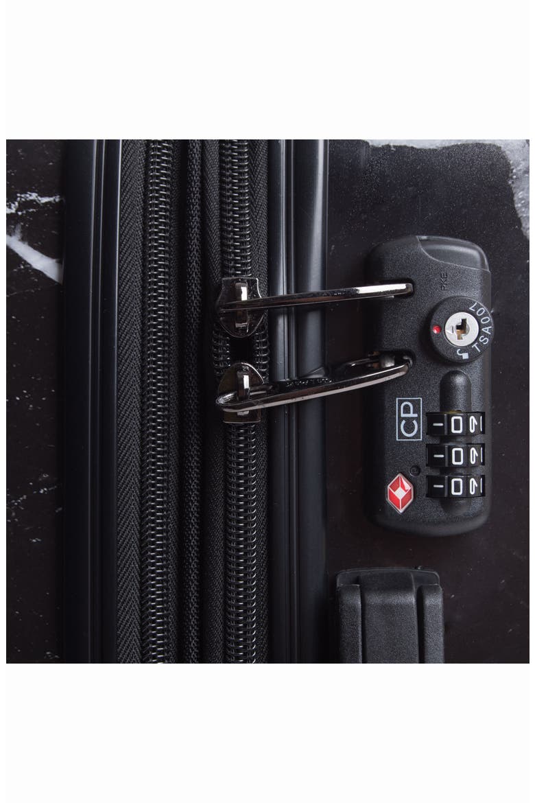Astyll 3-Piece Marbled Luggage Set, Alternate, color, BLACK