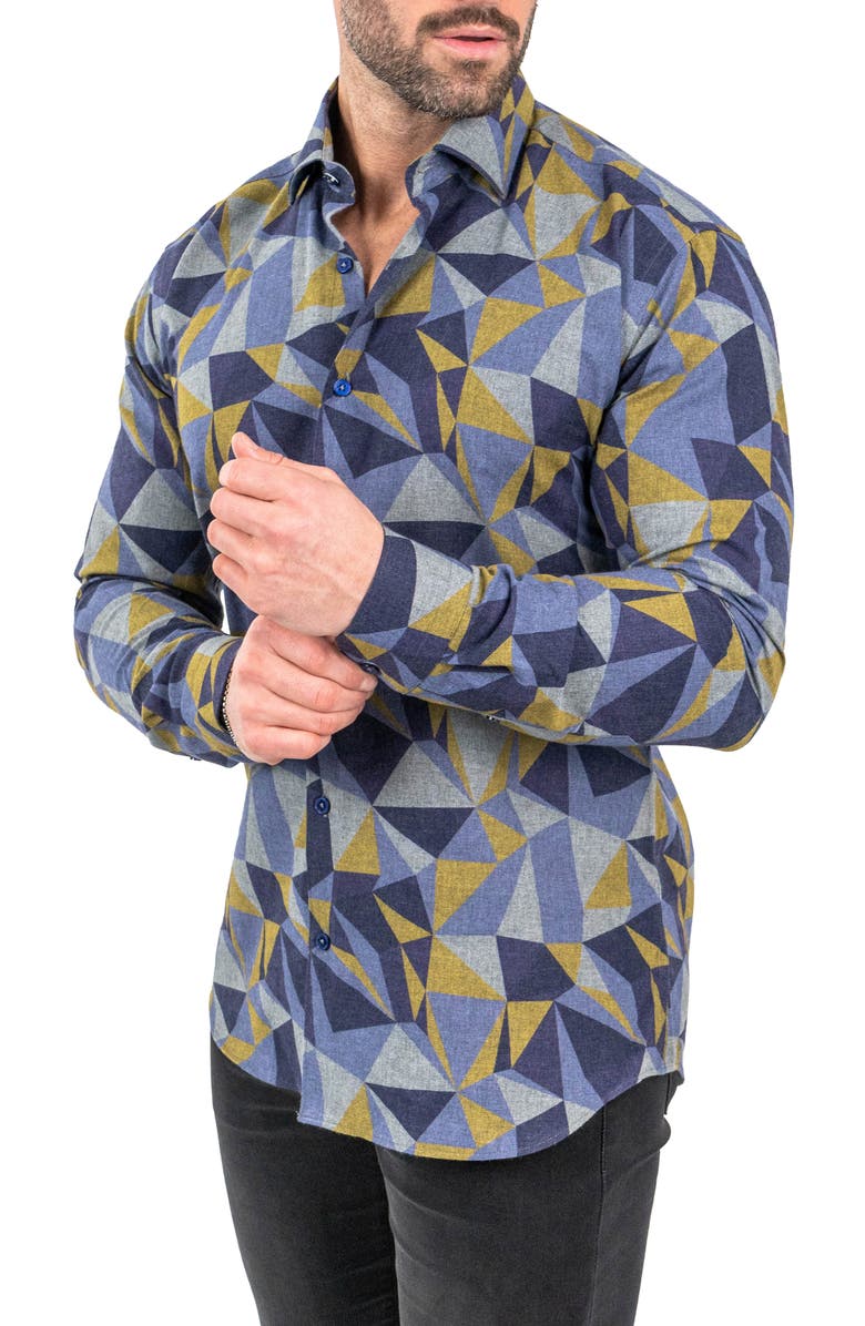 Maceoo Fibonacci Abstract Print Contemporary Fit Button-Up Shirt, Alternate, color,