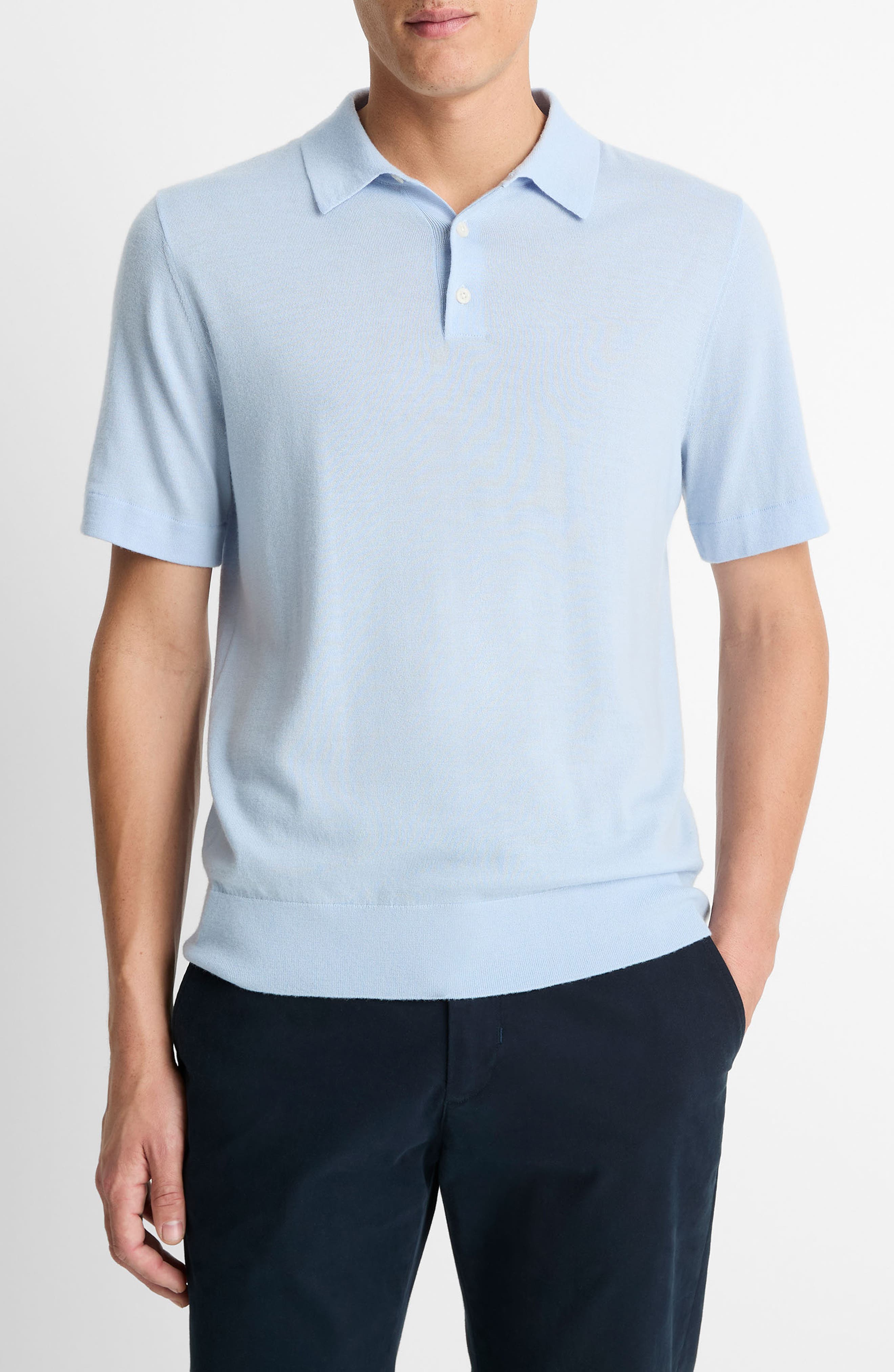 Vince Short Sleeve Wool & Cashmere Polo Sweater