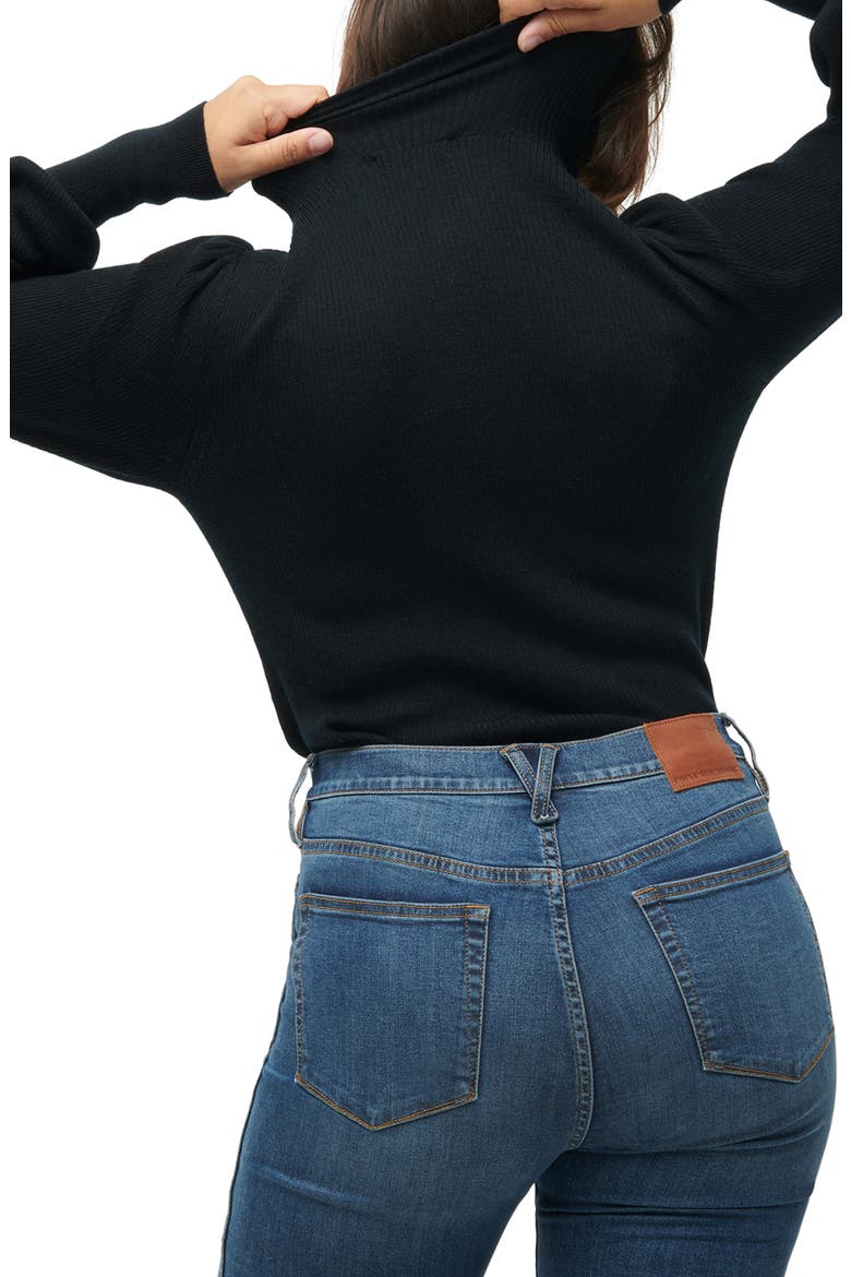 Balloon Sleeve Turtleneck Sweater, Main, color, BLACK