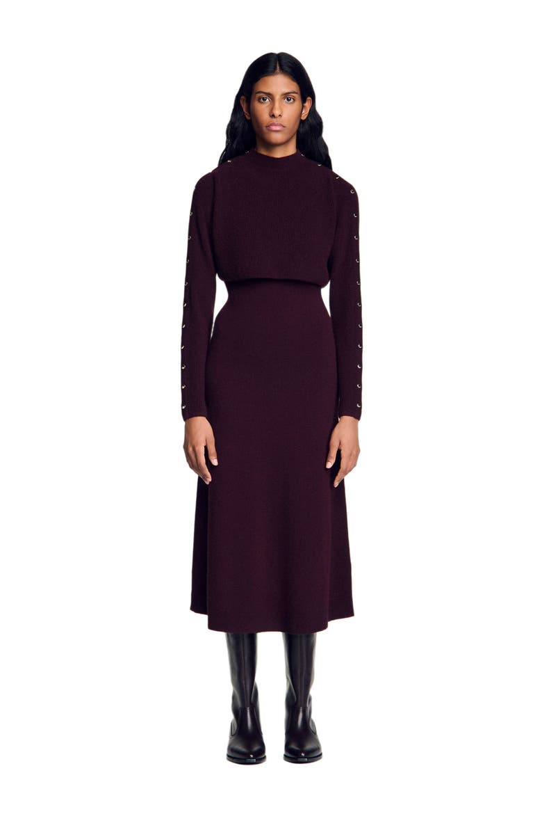 2-in-1 knit maxi dress, Main, color, Bordeaux