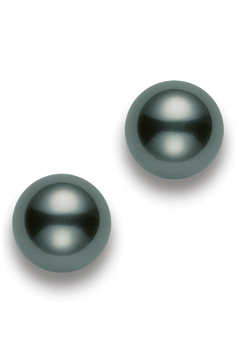 Black South Sea Pearl Stud Earrings, Main, color, BLACK PEARL