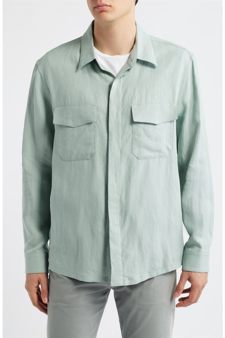 Relaxed Fit Linen Overshirt, Alternate, color, GREEN