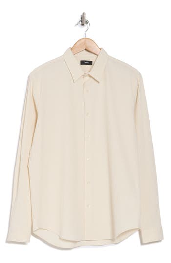 Theory Irving Flannel Button-up Shirt In Sand White