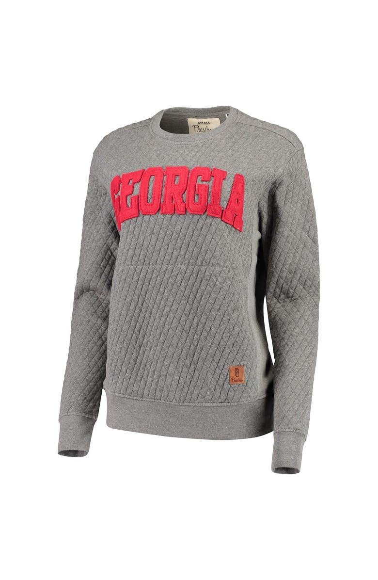 PRESSBOX Women's Pressbox Heather Charcoal Georgia Bulldogs Moose Quilted Pullover Sweatshirt, Alternate, color, Heather Gray