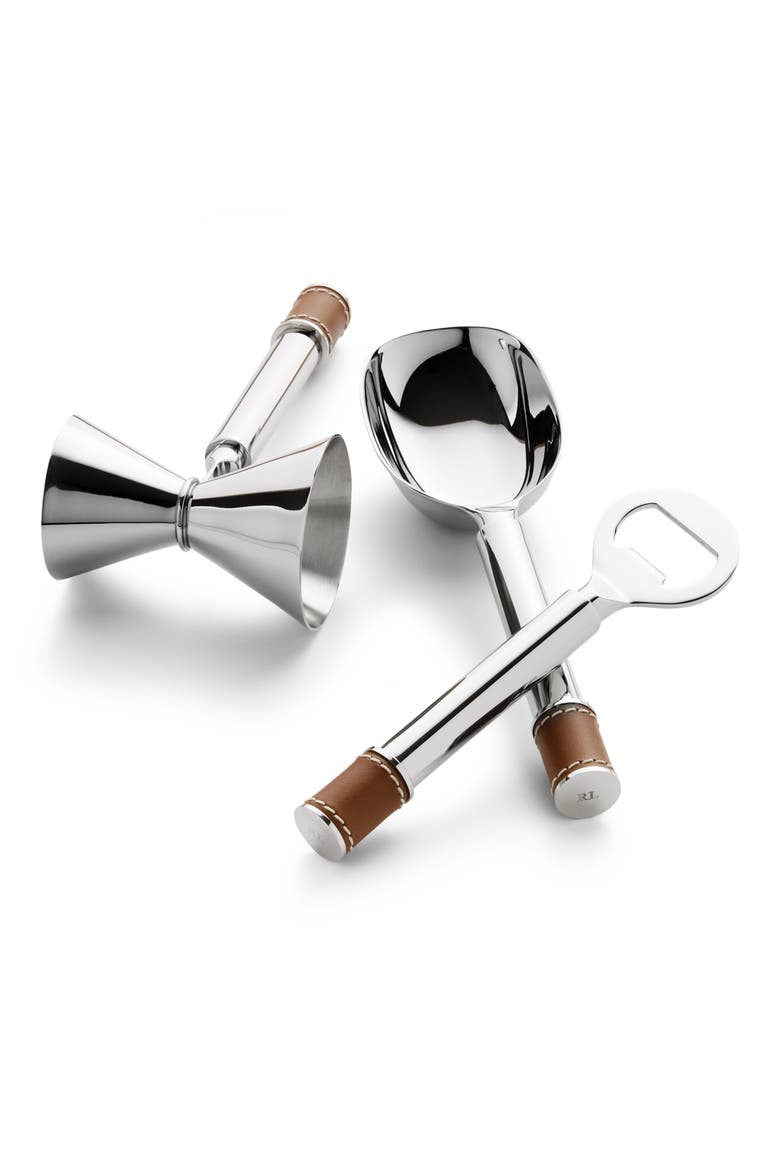 Wyatt 3-Piece Bar Tool Set, Main, color, SADDLE/ SILVER