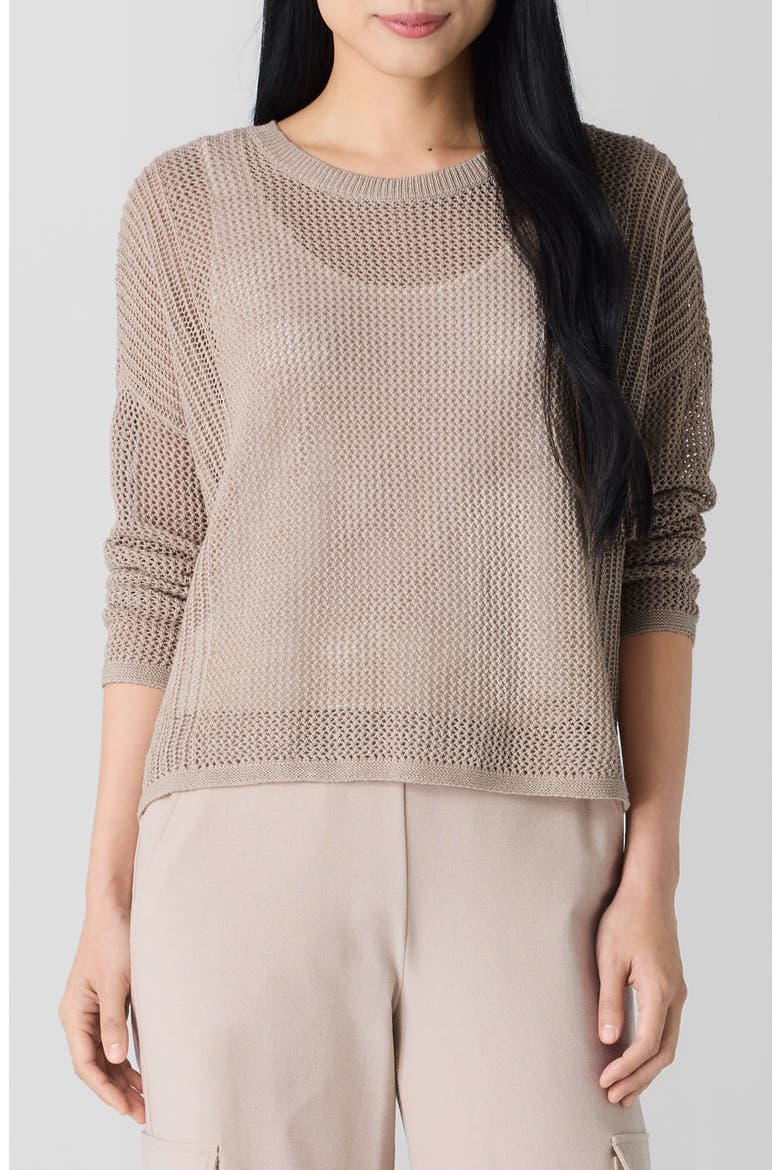 Open Stitch Organic Linen & Organic Cotton Sweater, Main, color, WHEAT