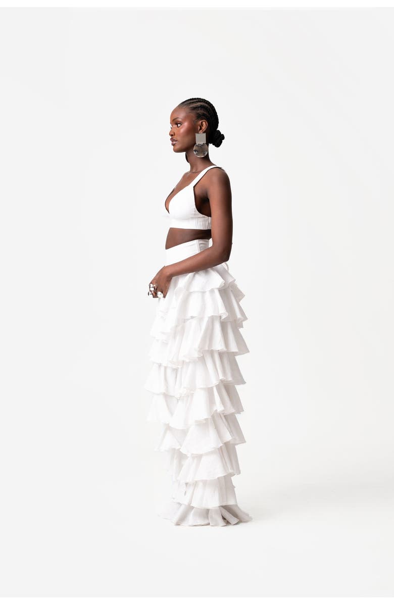 OFUURE Linen Daria Ruffle Pants, Alternate, color, White